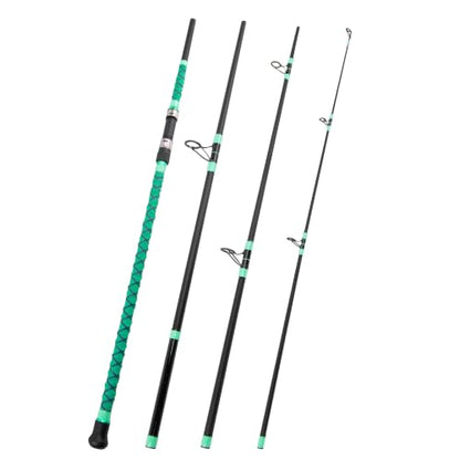 Surf Rod Saltwater 9ft- 4-Piece Carbon Fiber Surf Fishing Rods, Portable Travel Surf Spinning Rod with 20-40lb Power Green Blue - color: Green, size: 15FT Surf Rod