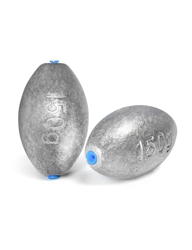 BLUEWING Egg Sinkers Fishing Weights Oval Shaped Fishing Sinkers Lead Fishing Sinker for Saltwater Fishing，1/8 oz to 7 oz - size: #10 5oz, 2pcs