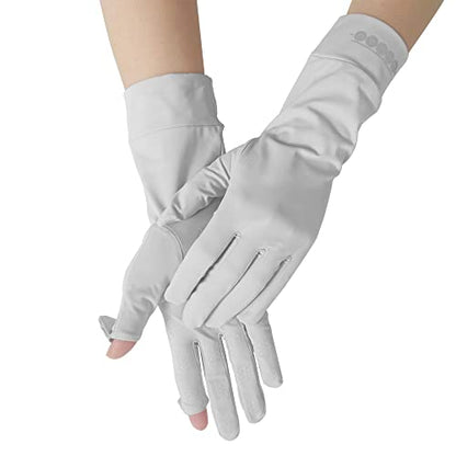 Women's UPF 50+ Sun UV Protection Driving Gloves (for S-M Hands) - color: Grey