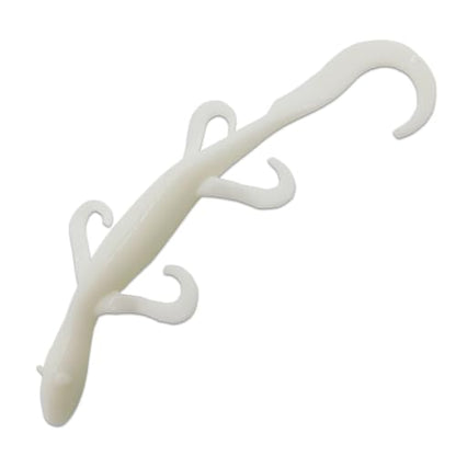 Wild Lizard Soft Lure, 5.5 Inch Scented Creature Bait for Bass Fishing, Active Legs & Tail, Dense Salt Body for Natural Sink, Ideal for Texas & Carolina Rig, 10-Pack - color: Pearl White