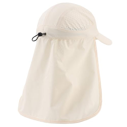 Connectyle Men's Sun Hat with Neck Flap Adjustable Breathable UPF 50+ Sun Protection Baseball Cap for Fishing Hiking Golfing - color: Beige