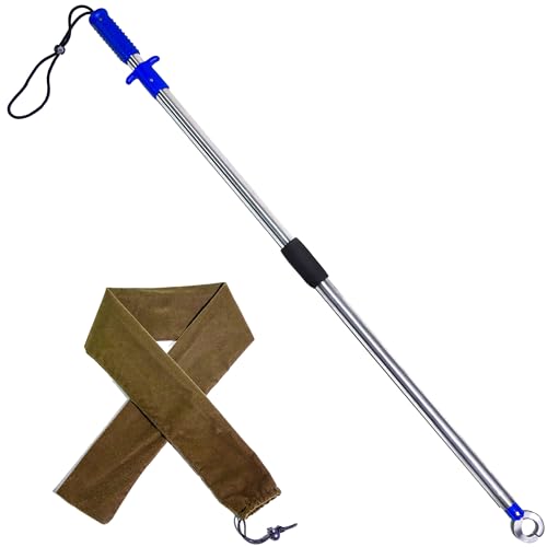 Heavy-Duty Fish Gripper – Extra-Long Stainless Steel Grabber with Non-Slip Handle, Wrist Lanyard & Storage Bag for Secure Fish Handling in Freshwater & Saltwater - color: 110cm/43.3in(3.6ft) Blue