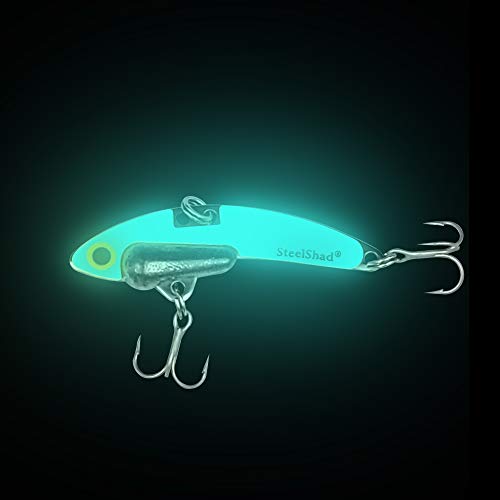 SteelShad Mini Series (1/4 oz) - 2 Pack - Glow in The Dark Fishing Lures - Lipless Crankbait for Freshwater Fishing - Perfect for Ice Fishing, Pan Fishing, Crappie, Walleye and Bass - color: Glow Yellow