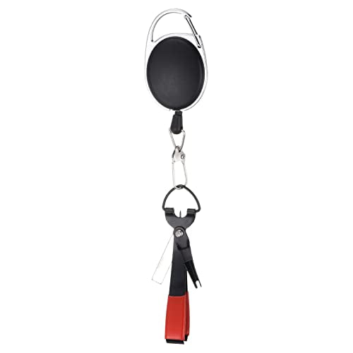 PATIKIL Fishing Quick Knot Tying Tool Stainless Steel 4 in 1 Fly Line Clipper with Fishing Retractor Combo for Angler Vest Pack Tool Gear, Black Red