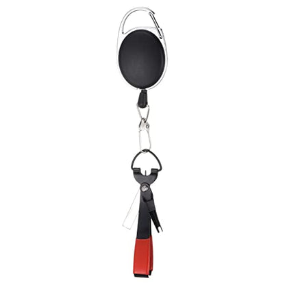 PATIKIL Fishing Quick Knot Tying Tool Stainless Steel 4 in 1 Fly Line Clipper with Fishing Retractor Combo for Angler Vest Pack Tool Gear, Black Red
