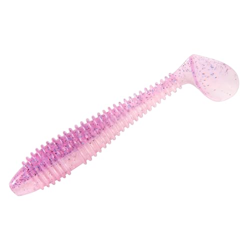 Dr.Fish 20 Pack Paddle Tail Swimbait Soft Fishing Lure Bass Fishing Freshwater Soft Plastic Shad Bait Drop Shot Bait Bluegill Panfish Crappie 1.4''/2''/3'' - color: Pink, size: 3''-20 Pack