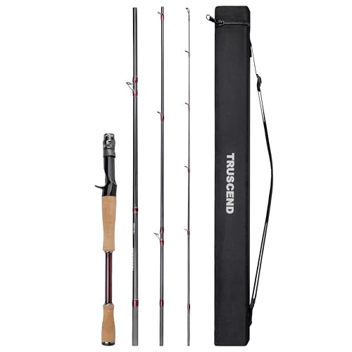 TRUSCEND Craz Easy Control Baitcasting Fishing Rods, 1-Piece Performance Multi-Piece Travel Rod, High Strength & Sensitive Backbone, Tough Fishing Rod with Toray Carbon, Fuji A Ring & K Guide - color: 7'2"-MH--Fast, size: 4 Pieces