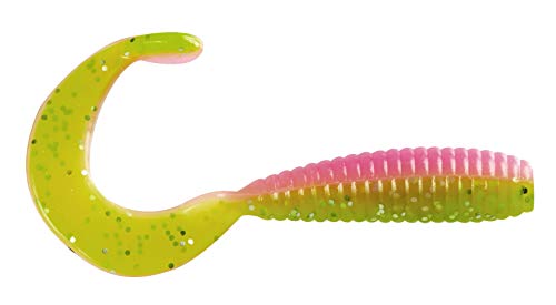 Bobby Garland Hyper Grub Curly-Tail Swim-Bait Crappie Fishing Lure, 2 Inches, Pack of 18 - color: Electric Chicken