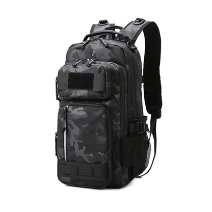 Versatile Fishing Backpack with Rod Holder and Adjustable Straps - color: Black Camouflage