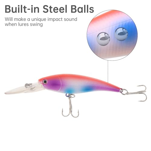 5pcs Fishing Lures Crankbaits, Fishing Hard Baits Swimbaits Minnow Bass Topwater Lures for Trout Bass Perch