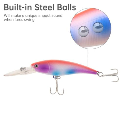 5pcs Fishing Lures Crankbaits, Fishing Hard Baits Swimbaits Minnow Bass Topwater Lures for Trout Bass Perch