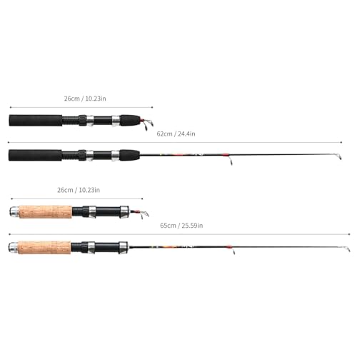 1 Set Fishing Rod with Fishing Reel Short Portable Winter Outdoor Ice - color: Black