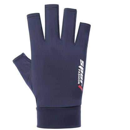 UTOWO Mens Spring/Summe Half Finger Gloves Outdoor Hiking Driving Cycling Riding Breathable Sunblock Gloves UV Protection - color: Navy Blue