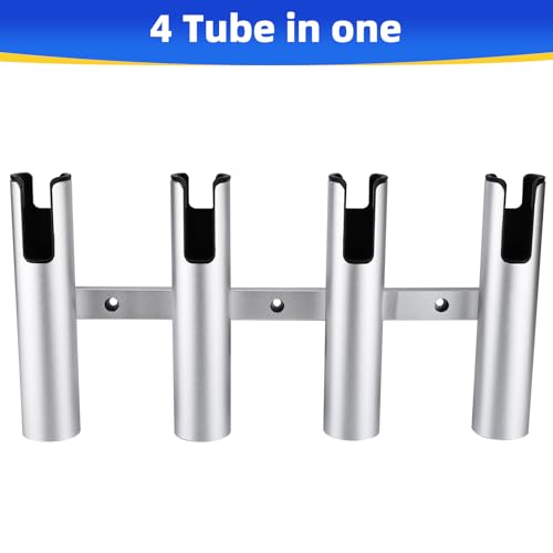 NovelBee 4 Tube Fishing Rod Holder for Boat,Aluminium Rod Rack with Screws | 4 Tube Rod Holder for Boat;Aluminium Fishing Rod Rack;Wall-Mounted Rod Pole Holder with Screws - color: Silver & Black
