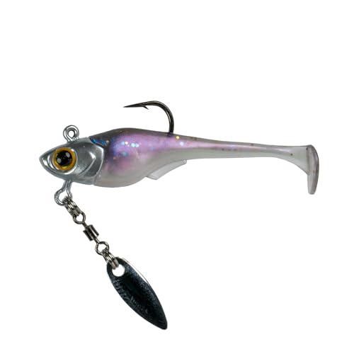 6th Sense – Pecos Underspin Crappie Fishing Lure Kit with 1/8 oz Jig Head and 2 in Swimbaits - color: Pro Shad, style: Willow Blade