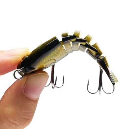 Bassdash SwimPanfish 0.34oz Hard Swimbaits Multi Jointed Topwater Trout Bass Fishing Crank Lure for Freshwater and Saltwater - color: Gold