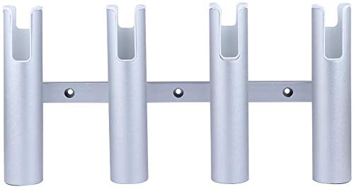 Aluminium Wall-Mounted Fishing Rod Holder for Boat, Garage & Marine - Holds Rods & Poles - color: Large Silver 4 Tubes