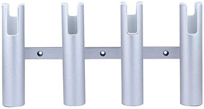 Aluminium Wall-Mounted Fishing Rod Holder for Boat, Garage & Marine - Holds Rods & Poles - color: Large Silver 4 Tubes