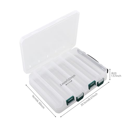Double Sided Fishing Lures Box, Transparent Visible Fishing Lure Bait, Squid Jig Hooks Plastic Fishing Tackle Storage Case Container (10 Grids 20x16x5cm)
