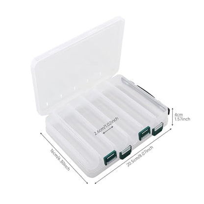 Double Sided Fishing Lures Box, Transparent Visible Fishing Lure Bait, Squid Jig Hooks Plastic Fishing Tackle Storage Case Container (10 Grids 20x16x5cm)