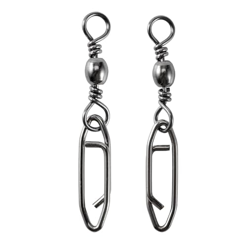 QISHUO High Strength Fishing Swivels Stainless Clips Steel Snap Swivels Barrel Connector Saltwater Swivel Fishing Rolling Black Nickel - size: Size 4+M (57lb) 50 pcs