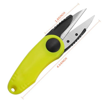 Fishing Scissors, Folding Micro Scissors for Braided Fishing Line Stainless Steel Fishing Line Cutter with Non-Slip Rubber Handle(Yellow)