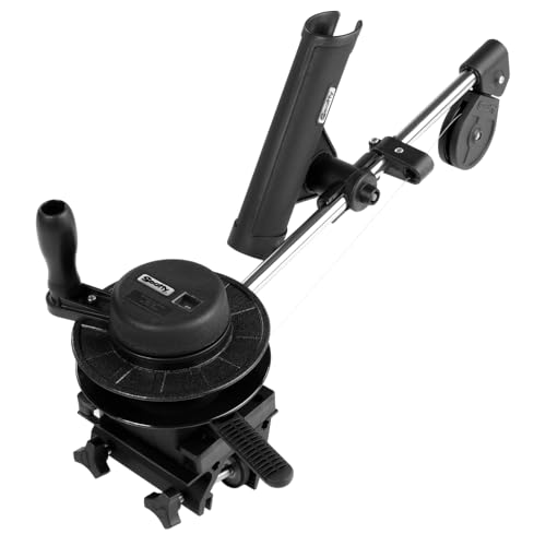 Scotty #1050MP Depthmaster Manual Downrigger, Display Packed w/ Rod Holder & Clamp Mount,Black | Non-Permanent Clamp-on Bracket