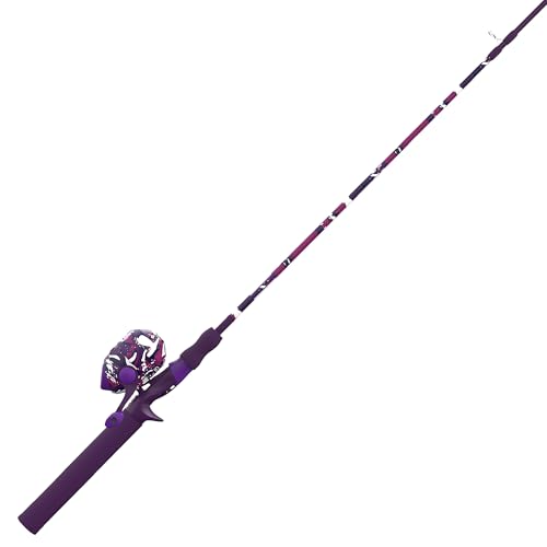 Zebco Splash Spincast Reel and Fishing Rod Combo, Fiberglass Rod, Ball Bearing System, All Metal Gears, 8-Pound Line - color: Tidepool Purple