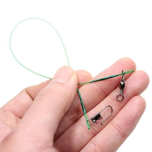 20 Pcs 20cm Super Strong Tensile Force Anti Bite Steel Fishing Line Steel Wire Leader with Rotating Snaps Fishing Lead Wire Nice