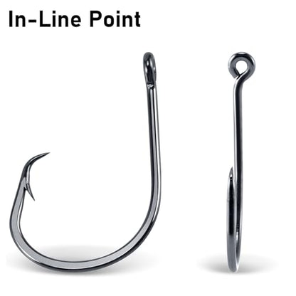 Dr.Fish 50 Pack in-line Circle Hooks, Straight Shank Octopus Hooks, Freshwater & Saltwater Fishing Catfish Tuna Bass Striper - size: #4/0-50pack