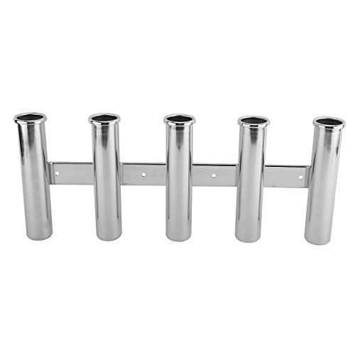 YaeMarine Fishing Rod Holder 316 Stainless Steel Fishing Rod Rack 3Tube/4Tube/5Tube/6Tube Mirror Finish for Marine Boat Yacht Camper - style: 5 Tube