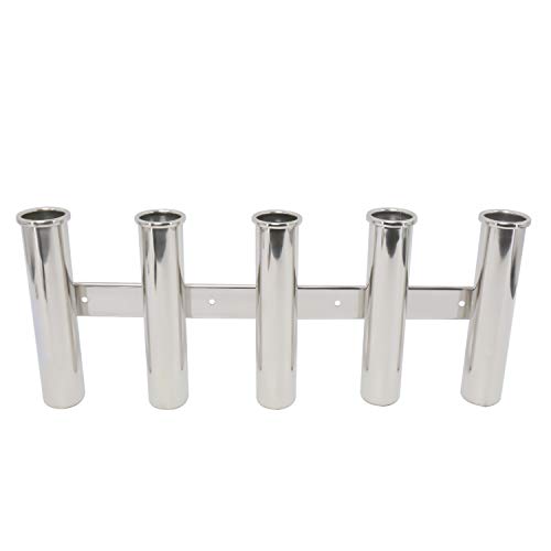 Amarine Made 5 Tube Stainless Steel Fishing Rod Rack Mirror Finish 316 Stainless Steel 5 Rod Rack