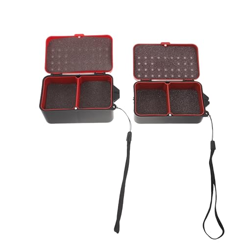 BESPORTBLE 2pcs Live Bait Box Set with Breathable Holes, Portable Double Layer Fishing Bait Container for Worm Storage, Ventilated Red Worm Holder for Freshwater Anglers