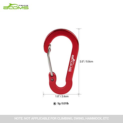 Booms Fishing CC1 Multi-Use Carabiner Clip, 6 Pack Small Caribeener Clips, Mini Keychain Caribeaner Clip 2 inch, Aluminum D Ring Carabiners, Multi-Colored - color: Red, 6pcs