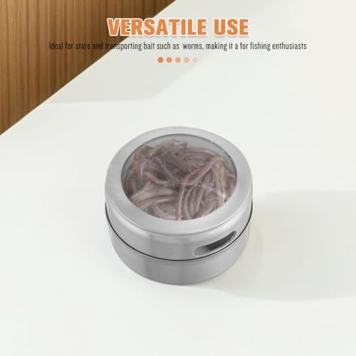 SUPVOX Stainless Steel Fishing Bait Box for Maggots and Portable Multi-Function Storage Case Durable Container for Outdoor Fishing Supplies