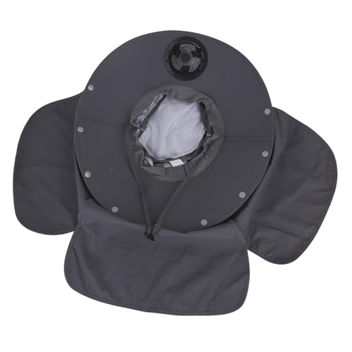 Extra Wide Brim Solar Fan Hat, Mens Fishing Hat with Fan, Neck Flap Sun Hat, UPF 50+ Solar Powered Cooling Cap Fisherman Hats - color: Deep Gray With Neck Flap