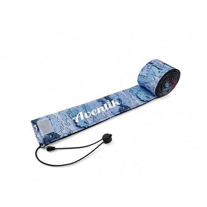 Aventik Lightproof Neoprene Rod Sleeve – Protective Fishing Rod Sock Cover with Hanging Loop & Adjustable Lanyard for Casting, Spinning & Trolling Rods - color: Blue camouflage, size: Length: 52''/1.32m