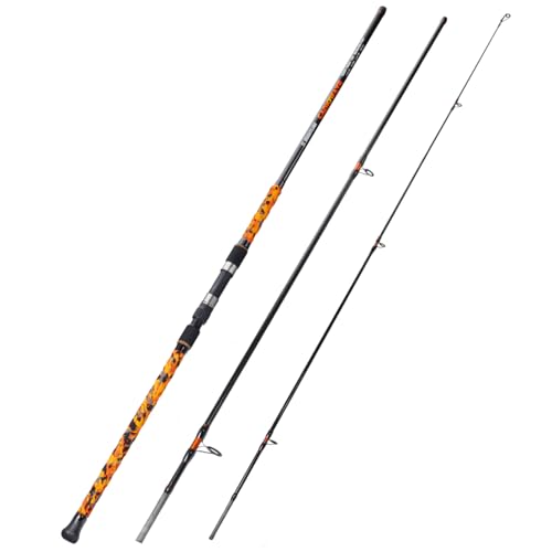 Sougayilang Surf Spinning Fishing Rod Carbon Travel Surf Rod M/MH 3 Piece Spinning Fishing Rod 9'/10'/11'/12' - color: orange, size: 12ft-Spinning-3Pc-H