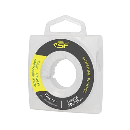 SF 100% Pure Fluorocarbon Leader Material Fishing Line Virtually Invisible Shock Resistant Increased Sensitivity Sink Fast Clear 55yd - color: Clear, size: 55Yds-12LB