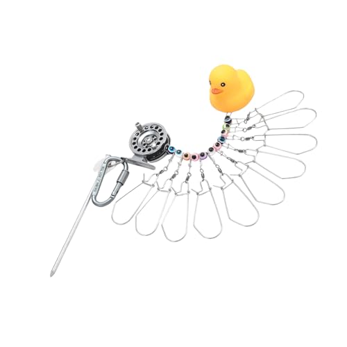 Live Fish Holder Stringer with Stainless Steel Chain and Reel Tackle Fishing Holder Buckle Set with Reel - color: 10 buckles, size: 5m
