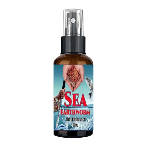 Fish Attractant Liquid, with Sea Earthworm Concentrated Spray, 60ml, Catfish Bait Enhancer, Bass Scent Booster, Natural Long Lasting, for Rivers Ponds Anglers Dad Husband