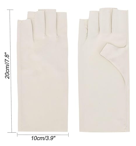 Utaly Women Sunblock Fingerless Gloves Non-Slip UV Protection Driving Riding Summer Outdoor Gloves for Women Girls - color: Beige1