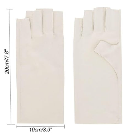 Utaly Women Sunblock Fingerless Gloves Non-Slip UV Protection Driving Riding Summer Outdoor Gloves for Women Girls - color: Beige1