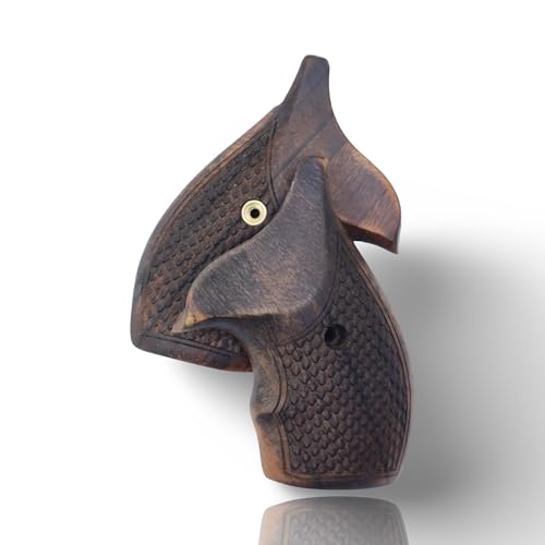 J Round Revolver Grips Compatible with S&W, Real Wood Gun Grips fits Smith & Wesson J Frame Round Butt .38 Special and 9mm Revolvers/Screw Included - color: Fishscale - Brown, size: Walnut Wood