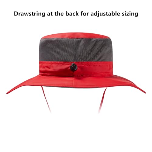 BASSDASH UPF 50+ Sun Fishing Hat Water Resistant with Detachable Neck Flap - color: Red