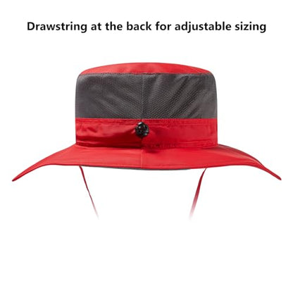 BASSDASH UPF 50+ Sun Fishing Hat Water Resistant with Detachable Neck Flap - color: Red