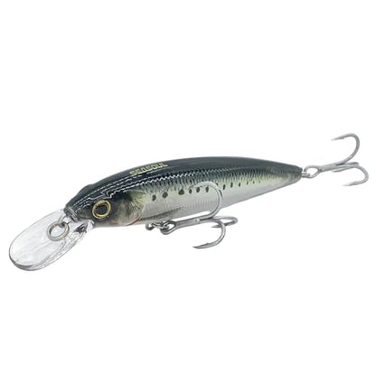 LOGOFUN 2Pcs Fishing Lures Top Water and Deep Sea Bass Fishing Lure for Freshwater and Saltwater Swim Bait 3D Holographic Laser Floating Lure Angling Fishing Gear, 4.7 Inch, 0.8 oz, SW-120F - color: #YS & #SD