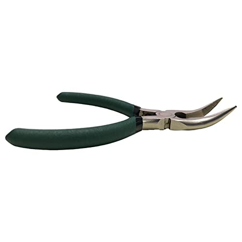 Small Fish Bone Pliers/Tweezers 5 Inches Bent Needlepoint Nickel Iron Salmon Pin Bone Pliers Tweezers for Salmonbone Removing, Plucking and Pulling Pin (Green) - color: Green