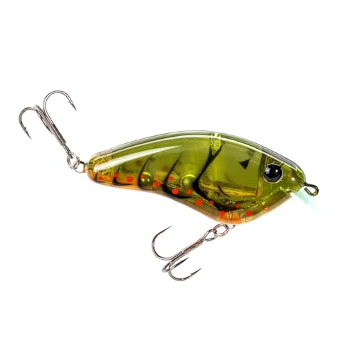 Strike King Hardliner Fishing Lure, Flat Sided Crankbait, Circuit Board Lip, Extra Tight Wobble, Size 4 Treble Hooks - color: Phantom Green Craw