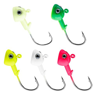 Dr.Fish 10 Pack Walleye Jig Heads Flat Bottom Freshwater Fishing Jigs Walleye Hook Stand Up Lures Swimbait Freshwater Bass - color: Fluorescent Yellow, size: 1/4oz-Hook #2/0